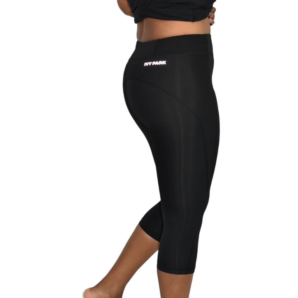 Ivy Park Leggings Black Beyonce High Waist Sculpted Capri Activewear Logo Small - Picture 2 of 13
